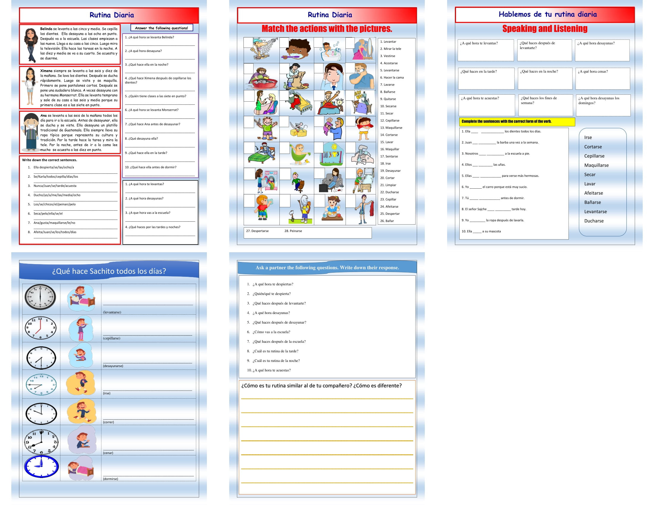 Mi rutina diaria worksheet - Mr. Sajche